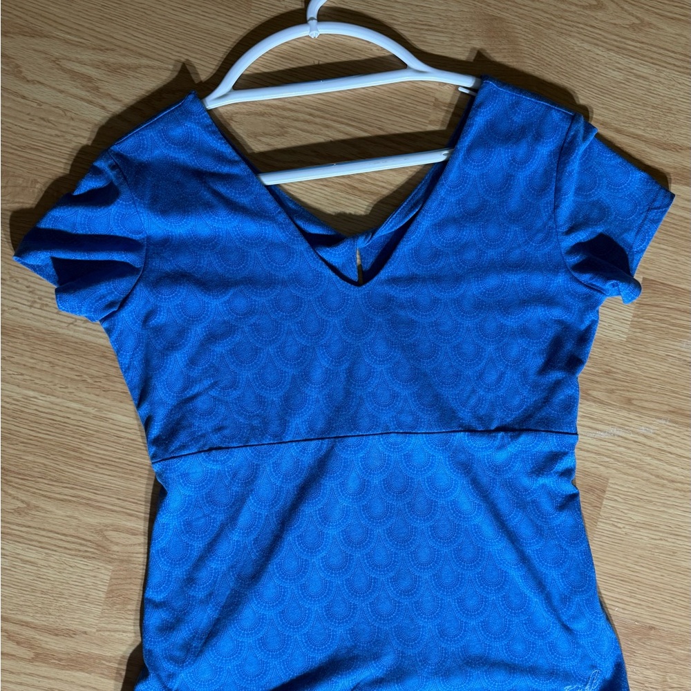 Kuhl Azure Blue Patterned Short Sleeve Tee
